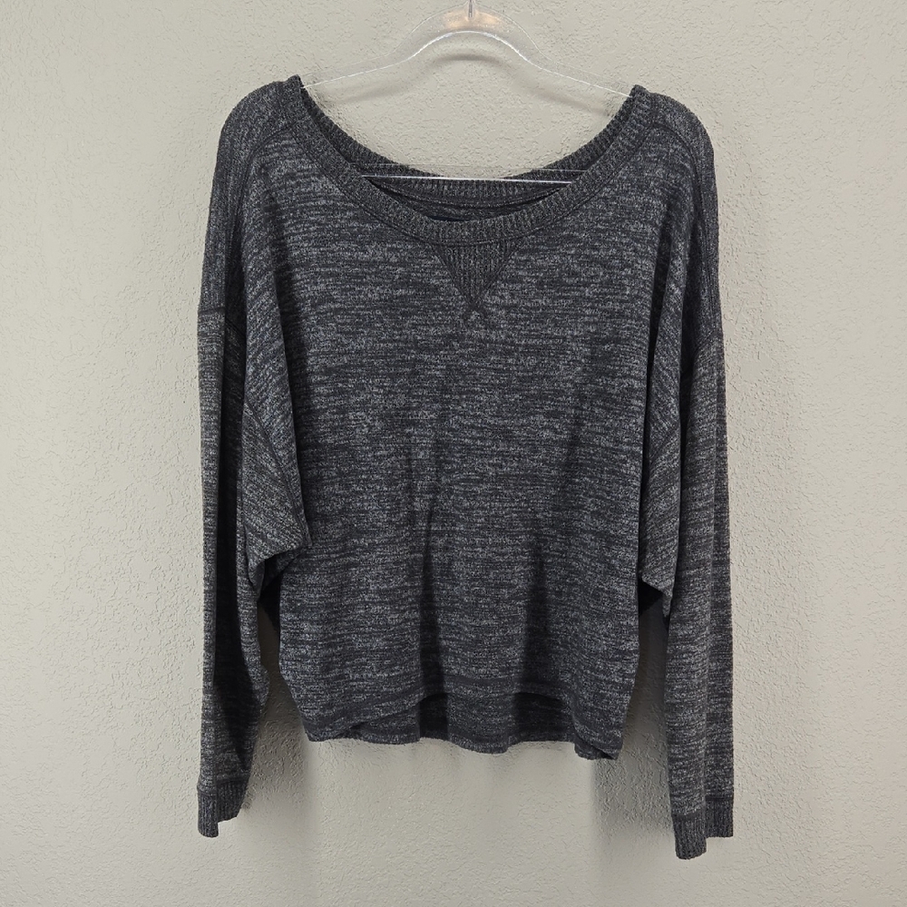 Abercrombie & Fitch Heathered Charcoal Gray Scoop Neck Pullover Size Medium